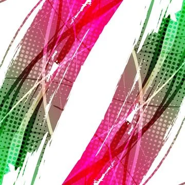 Green and Pink Gradient Brush Background with Halftone Effect Illustrazione stock