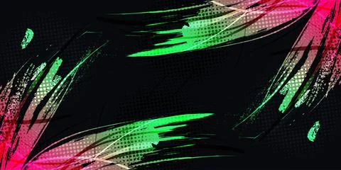 Green and Pink Gradient Brush Background with Halftone Effect イラスト素材