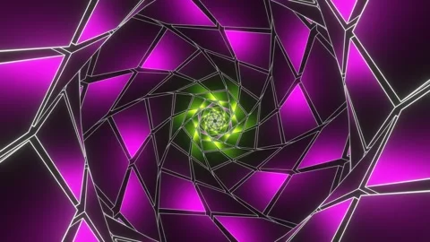 Green and Pink Hexagonal of Squares Tunnel Background VJ Loop in 4K Stock Footage 252206022