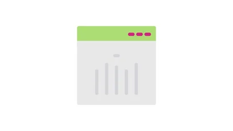 Green and pink icon featuring a bar graph, representing data visualization .. Video stock 333909477