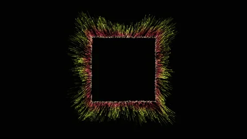 Green and pink lines of 3d particles and dots forming a square frame or border. Stock Footage 229979011