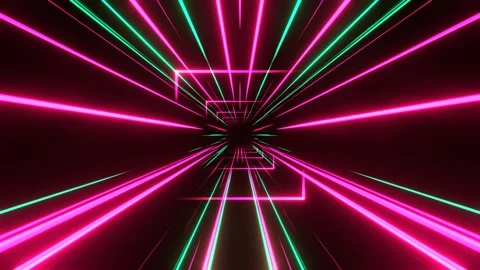 Green and Pink Moving through the Laser Neon Portal Space Background VJ Loop Stock Footage 314365930