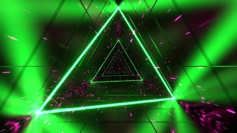 Green and Pink Particle Flow in Triangular Space Background VJ Loop in 4K Stock Footage 344100966