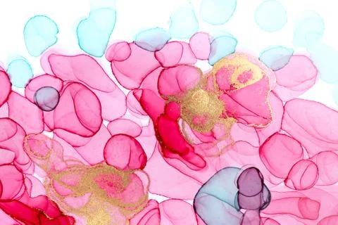 Green and pink pattern isolated on white background. Transparent watercolor Stock Illustration