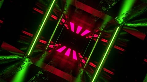Green and Pink Sci-Fi Strobe Light Beams Tunnel Background VJ Loop l 4K Stock Footage 304060382