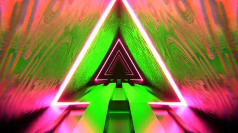 Green and Pink Triangular Alien Neon Corridor Background  VJ Loop l 4K Stock Footage 302913464