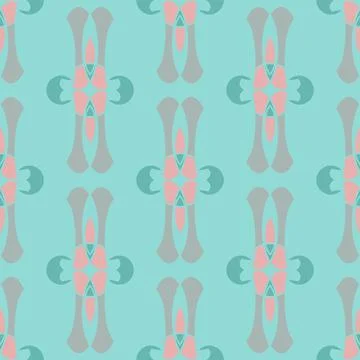 Green And Pink Vector Seamless Repeat Pattern With Abstract Shapes Illustrazione stock