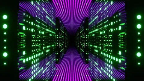Green and Purple Data Tunnel Abstract Servers Background VJ Loop in 4K Stock Footage 344102350