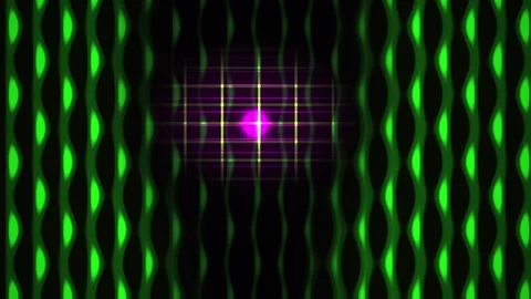 Green and purple digital grid background with neon lights. Stock Footage 336701682