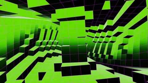 Green and Purple Floating Square Cirular Motion Background VJ Loop in 4K Stock Footage 252072204