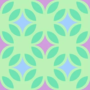 Green And Purple Fresh Vector Seamless Pattern With Geometric Shapes Stock Illustration