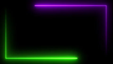 Green and Purple Neon Rectangle Border on Black Background Stock Footage 318633893