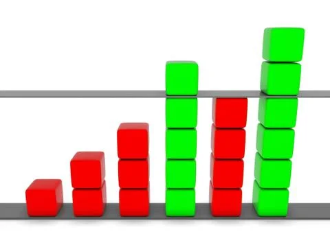 Green and red 3D statistic chart graph Stock Illustration