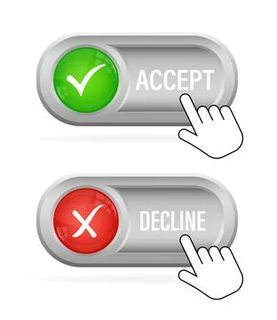 Green and red accept decline button. Abstract web template with red accept 库存插图