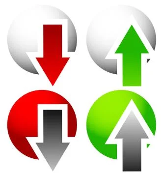 Green and red, up and down arrow. Vector. 库存插图