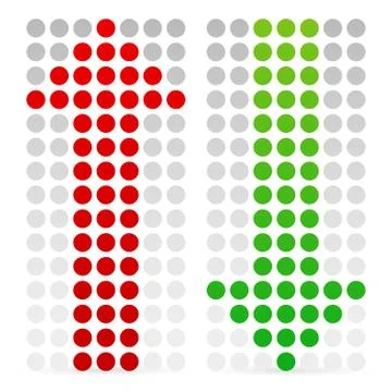 Green and red, up and down arrow. Vector. 库存插图