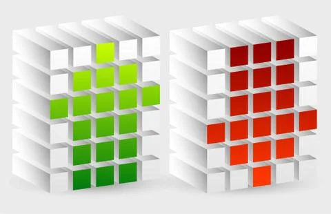 Green and red, up and down arrow. Vector. 库存插图