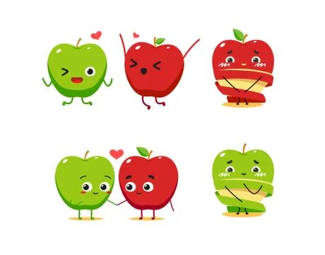 A green and Red apple. Vector illustration Stock Illustration