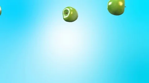 Green and red apples fall slow motion Stock Footage 71004648