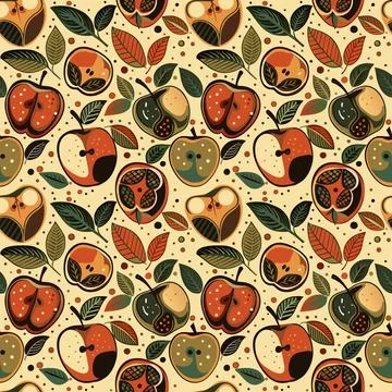 Green and red apples pattern Stock Illustration