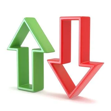 Green and red arrow. 3D Green and red arrow. 3D render illustration isolat... Stock Photos