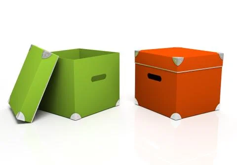 Green and red boxes isolated on background Stock Illustration