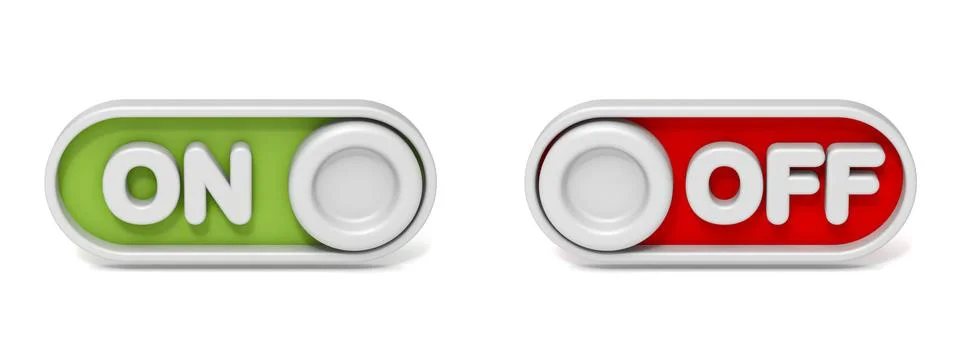 Green ON and red OFF button 3D イラスト素材