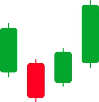 Green and red candlestick chart on white background Stock Illustration