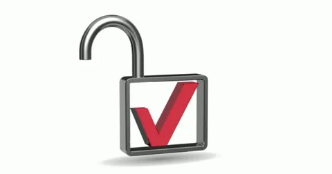 Green and red check mark into a padlock. 4k Stock Footage 22339114