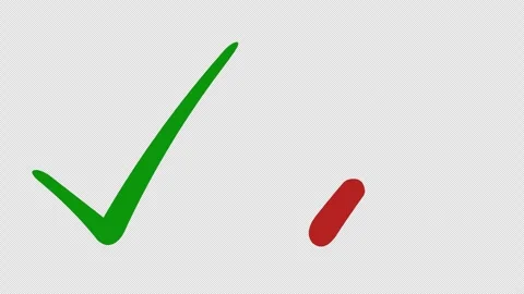 Green and red checkmark cross symbols animation Stock Footage 332658460