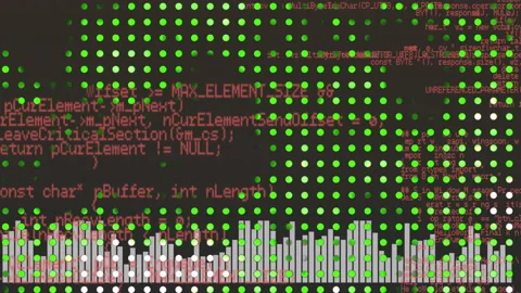 Green and red code with bar graph animation over black background Stock Footage 304773831