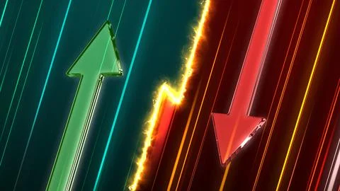 Green up and red down arrow for trade Stock Illustration