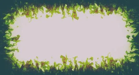 Green and red Fire flames frame on white background Illustrazione stock