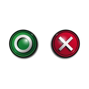 Green and red game voting buttons, tic tac toe Stock Illustration