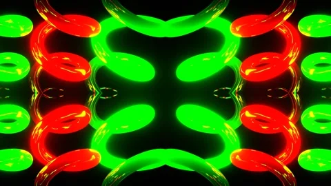 Green and Red Glossy Neon Spiral Kaleidoscope Background VJ Loop in 4K Stock Footage 337652003