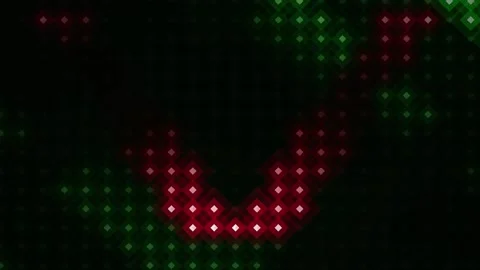 Green and Red Glowing LED Diamond Grid Seamless Loop Background Video stock 346114110