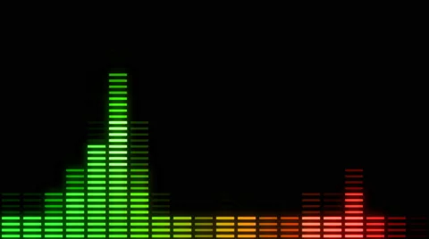 Green and red horizontal Digital audio VU meters moving to beat - In 4k Stock Footage 54906227