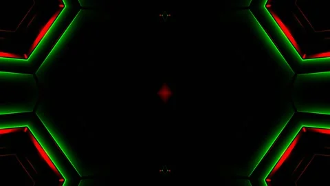 Green and Red Hypnotic Spirals Kaleidoscope Background VJ Loop in 4K Video stock 338116514