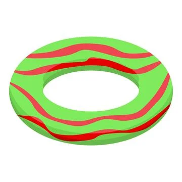 Green and red inflatable ring floating on water surface Stock Illustration