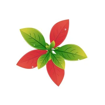 Green and red leaves branches in flower shape vector illustration clip art Stock Illustration