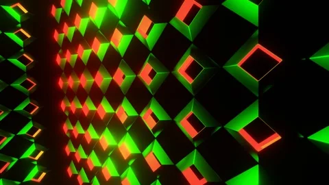 Green and Red Locked Up in Cubic Background VJ Loop in 4K Stock Footage 256671553