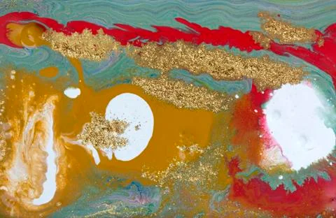 Green and red marbling pattern. Gold marble liquid texture. 스톡 일러스트