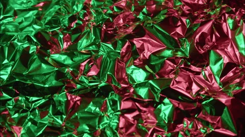 Green and Red Metallic Foil Abstract Texture Background 4K Video stock 329437641