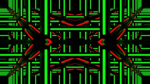 Green and Red Movement Through Neon Frame Kaleidoscope Background VJ Loop Stock Footage 339091901