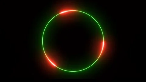 Green and Red Neon Circle Frame with Glowing Edges Stock Footage 318633898