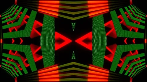 Green and Red Neon Endless Arrow Kaleidoscope Background VJ Loop in 4K Stock Footage 337652034