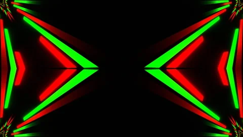 Green and Red Neon Lines Move Alternately Kaleidoscope Background VJ Loop Video stock 339091913