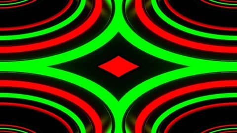 Green and Red Neon Reverse Ellipse Kaleidoscope Background VJ Loop in 4K Stock-Footage 336482211