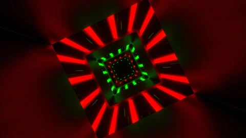 Green and Red Neon Square Lines Reverse Tunnel Background VJ Loop in 4K Stock Footage 317453992