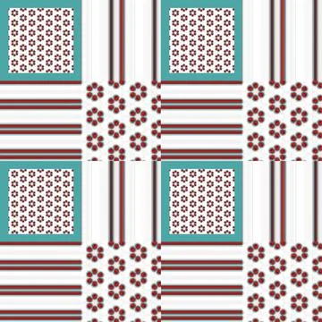 Green And Red Pattern Squares And Shapes Repeat Pattern Stock Illustration